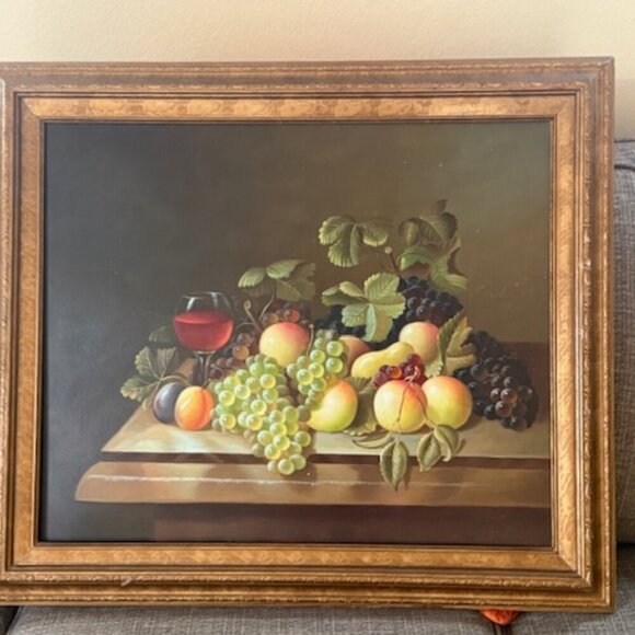 Artist J.Abrams Original Oil Painting Fruit Still Life Realism - Picture 6 of 6